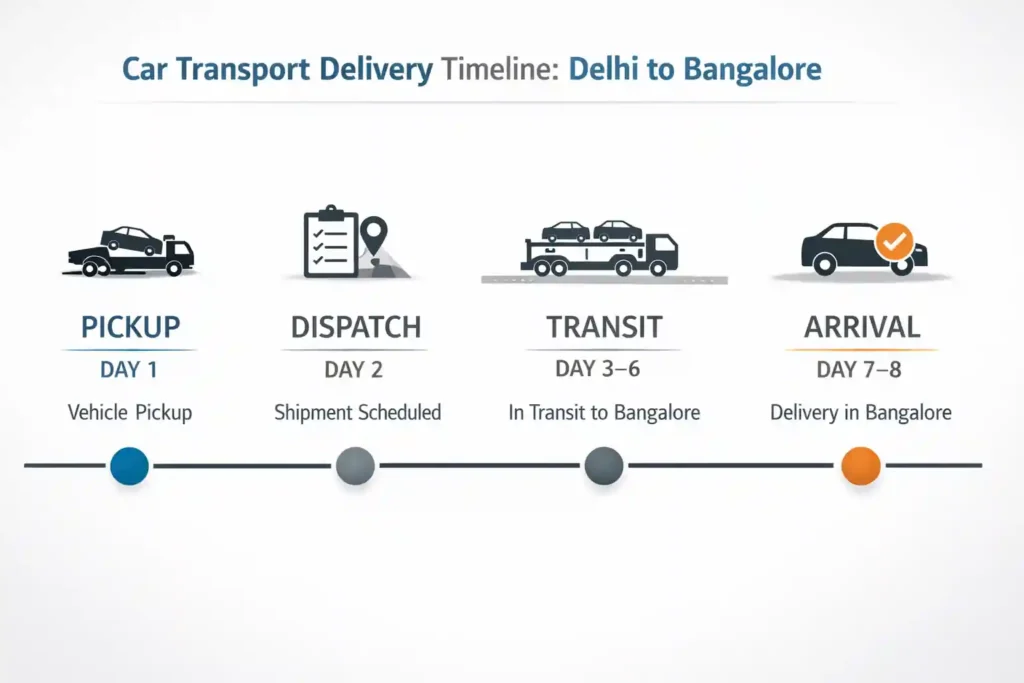 delhi to banglore car transport transit time illustations