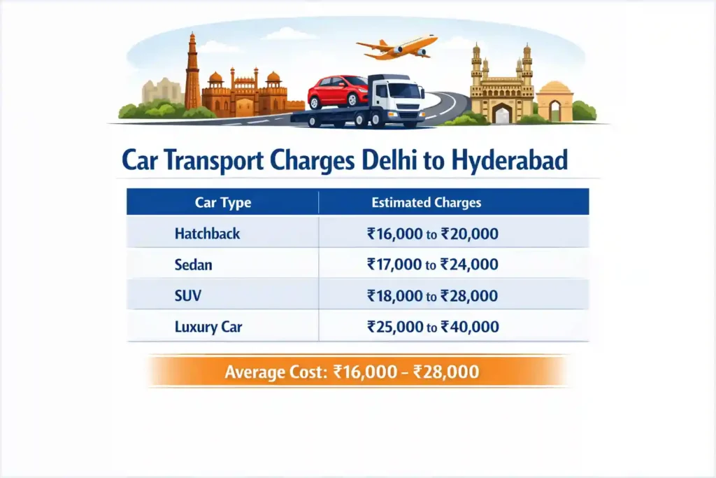 car transport charges delhi to hyderabad