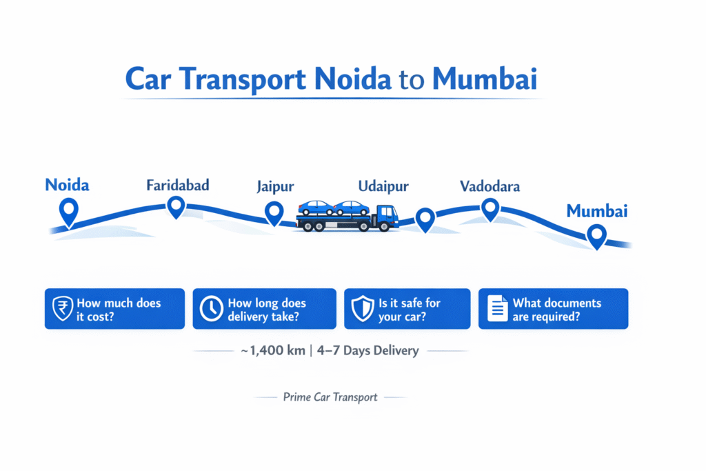 noida to mumbai car transport delivery time route cost