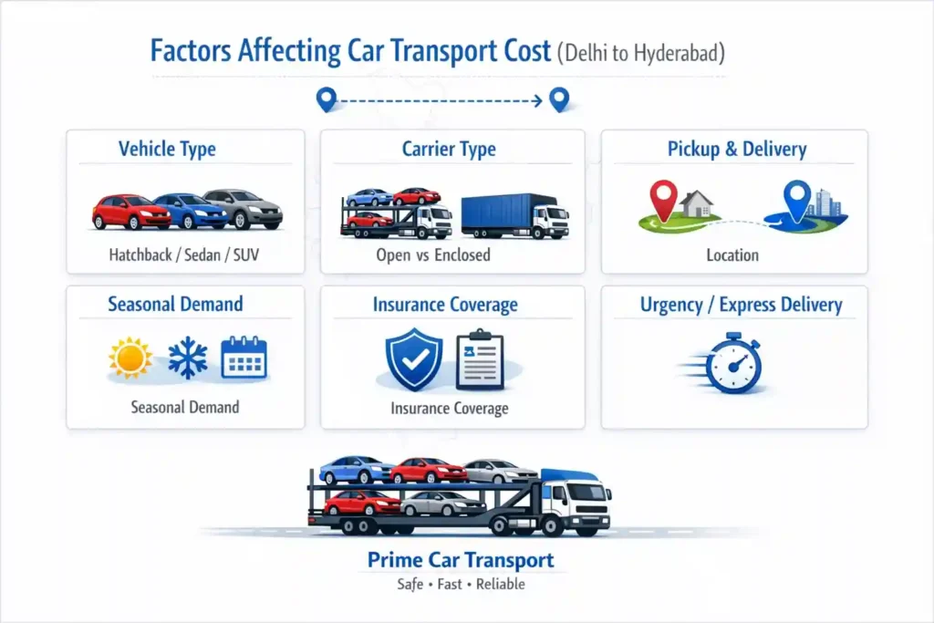 cost affecting factors delhi to hyderabad car transport