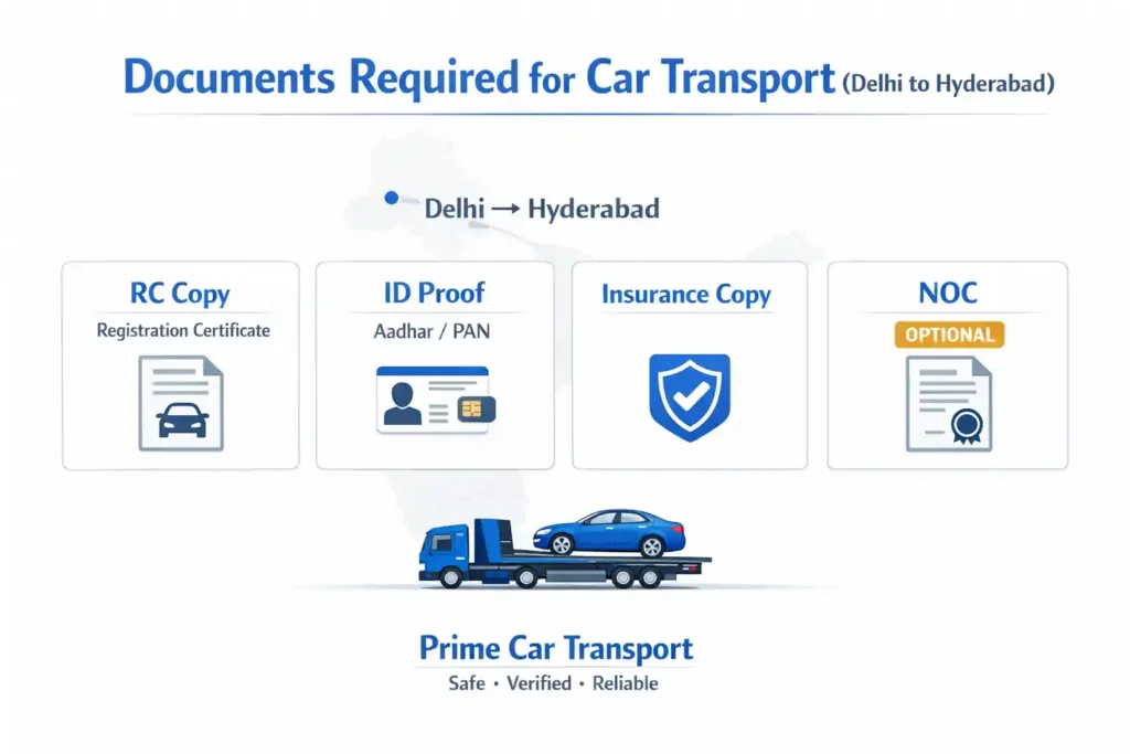 car transport documents required delhi to hyderbad