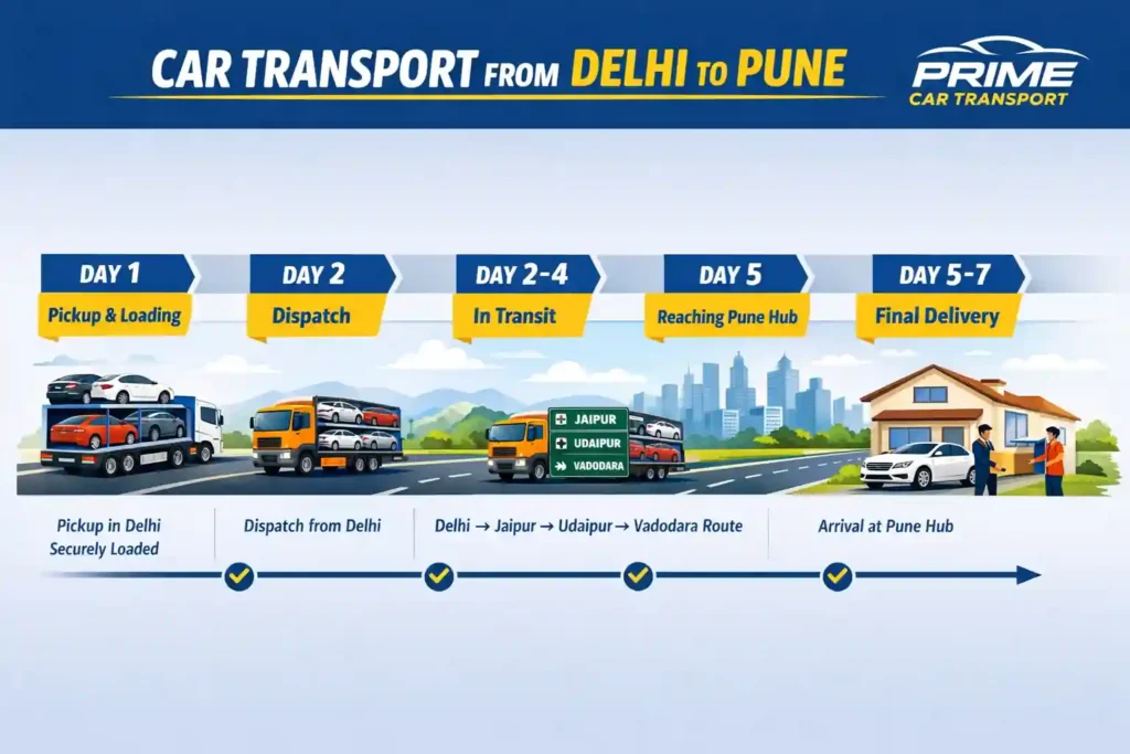 delhi to pune car transport delivery time